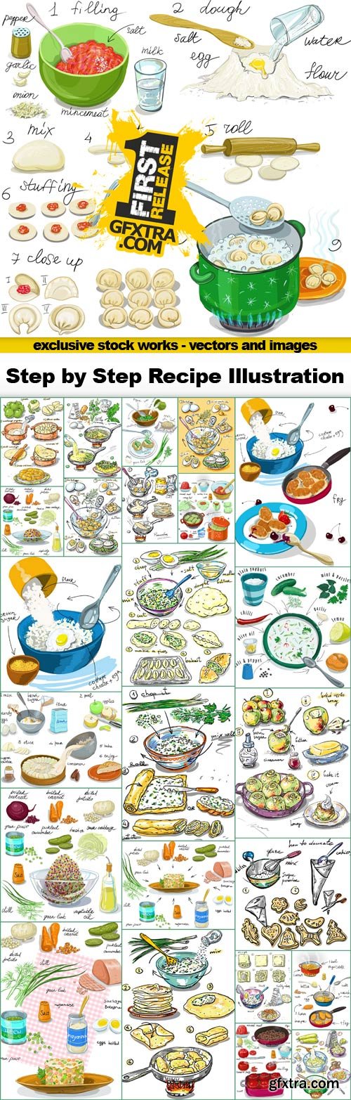 Step by Step Recipe Illustrations - 25x EPS