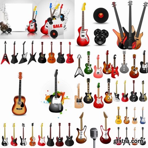 Collection of images of guitars vector images 25 Eps