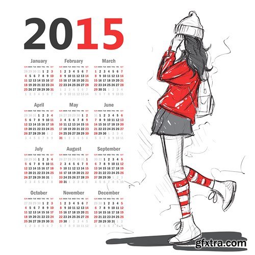 Calendar 2015 - Vector Collection, 25xEPS