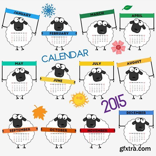 Calendar 2015 - Vector Collection, 25xEPS
