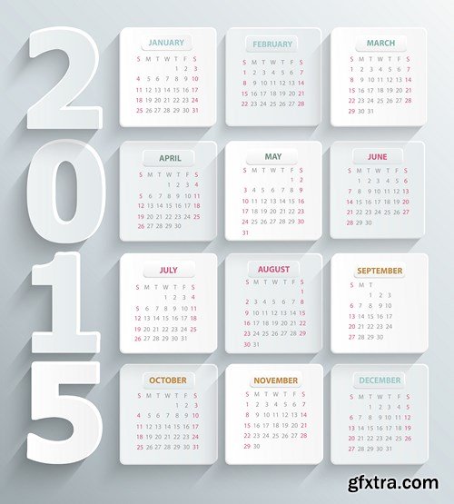 Calendar 2015 - Vector Collection, 25xEPS