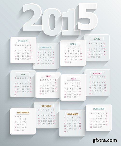Calendar 2015 - Vector Collection, 25xEPS