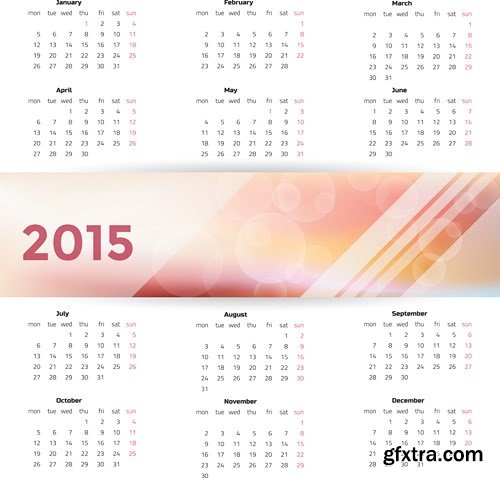 Calendar 2015 - Vector Collection, 25xEPS