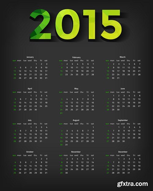 Calendar 2015 - Vector Collection, 25xEPS