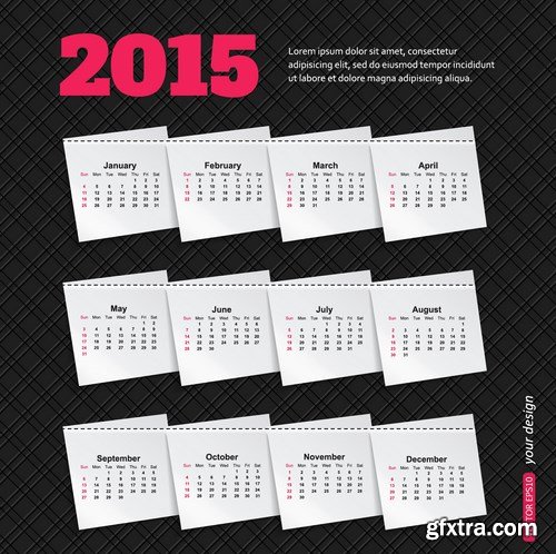 Calendar 2015 - Vector Collection, 25xEPS