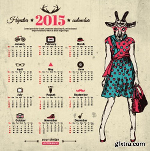 Calendar 2015 - Vector Collection, 25xEPS