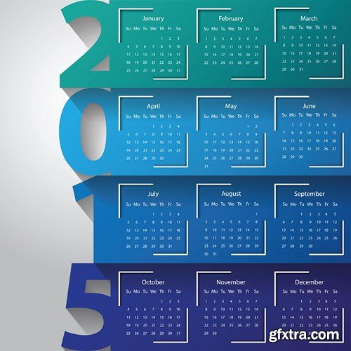 Calendar 2015 - Vector Collection, 25xEPS