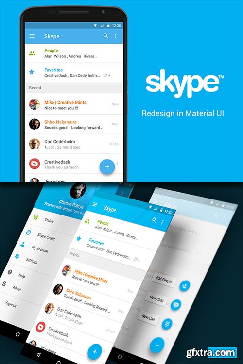 PSD Web Design - Skype - Material UI Concept PSD Web Design - Skype - Material UI Concept