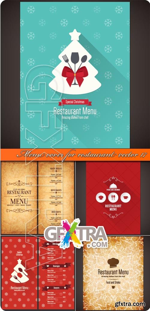 Menu cover for restaurant vector 17