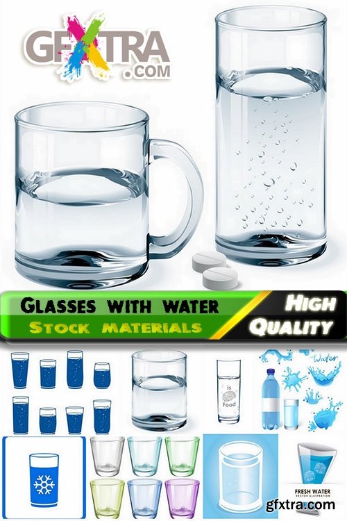 Glasses with water in vector from stock - 25 Eps