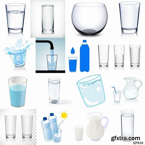 Glasses with water in vector from stock - 25 Eps