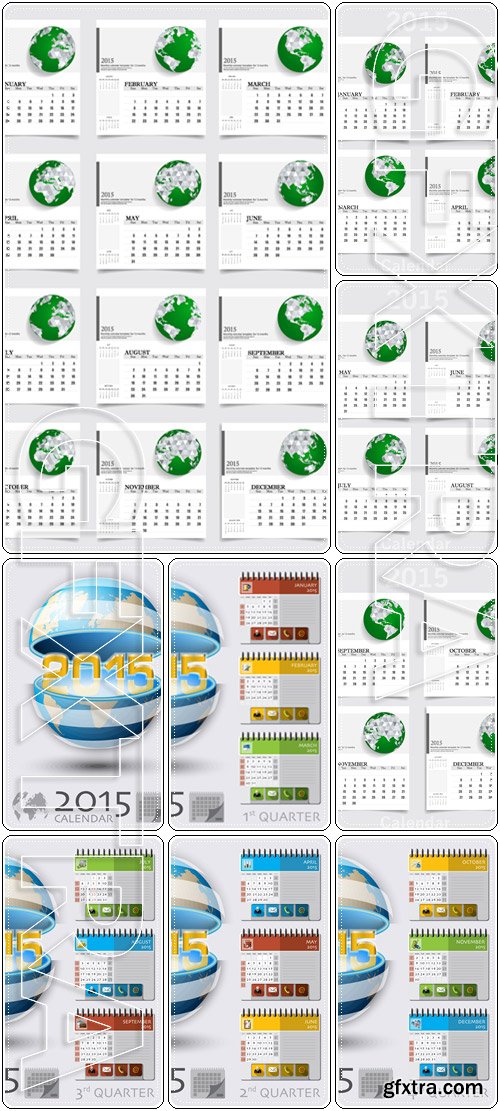 Fourth Quarter Of 2015 Calendar Global Map - Vector