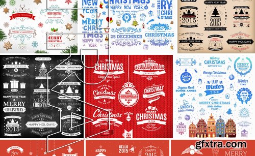 Stock Vectors - Merry Christmas calligraphic design elements, 25xEPS