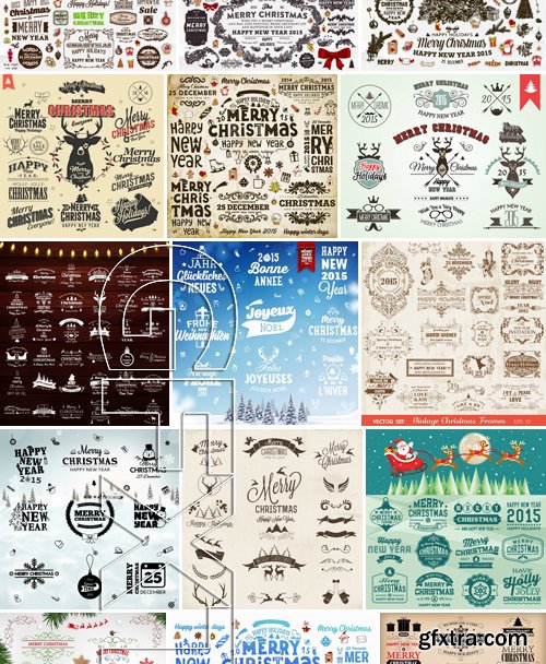 Stock Vectors - Merry Christmas calligraphic design elements, 25xEPS