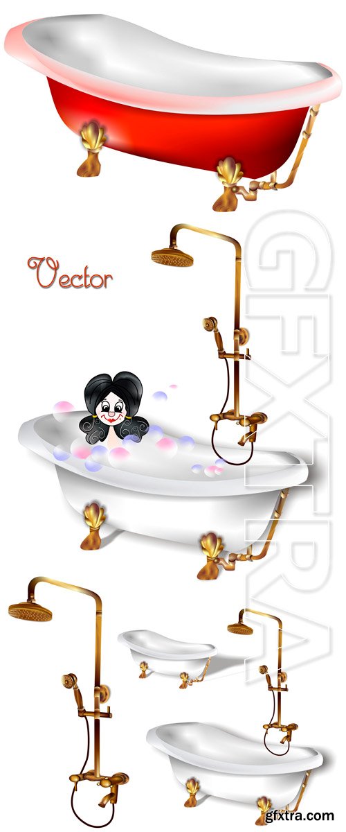 Bathing in a bathroom in Vector Bathing in a bathroom in Vector