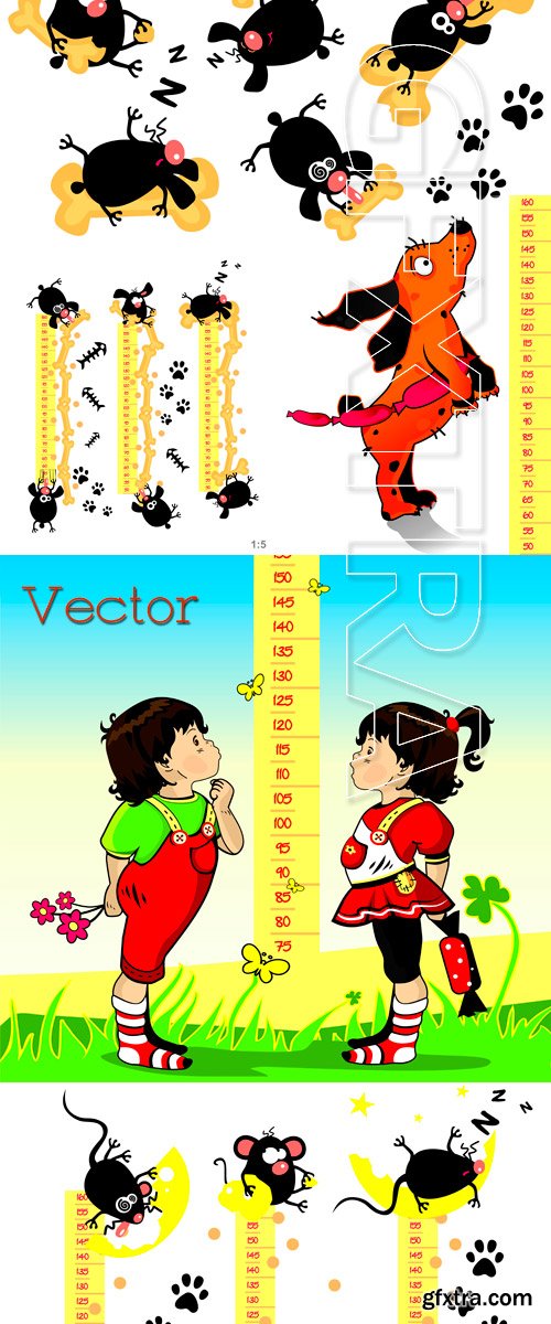 The height meter with amusing mice in Vector The height meter with amusing mice in Vector
