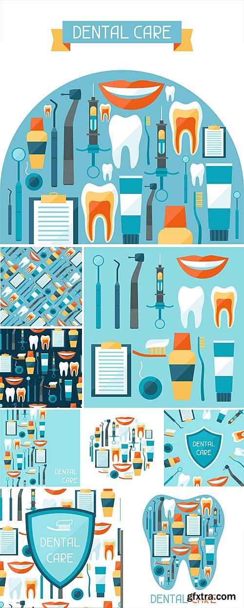 Stomatology, vector background with elements of dentistry Stomatology, vector background with elements of dentistry