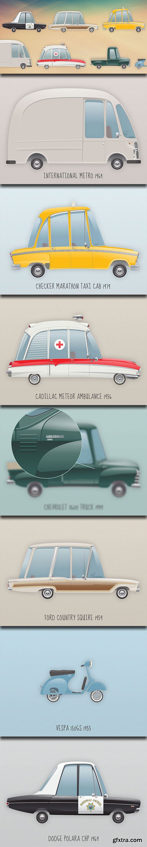 AI & PSD Vector Cliparts - Retro Vehicles 2014 AI & PSD Vector Cliparts - Retro Vehicles 2014