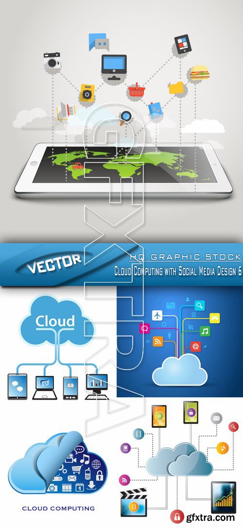 Stock Vector - Cloud Computing with Social Media Design 6
