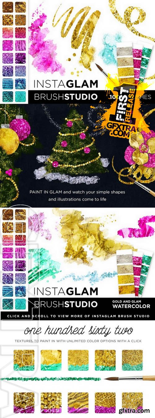 InstaGlam Brush Studio: Gold + Glam - Creativemarket 97212