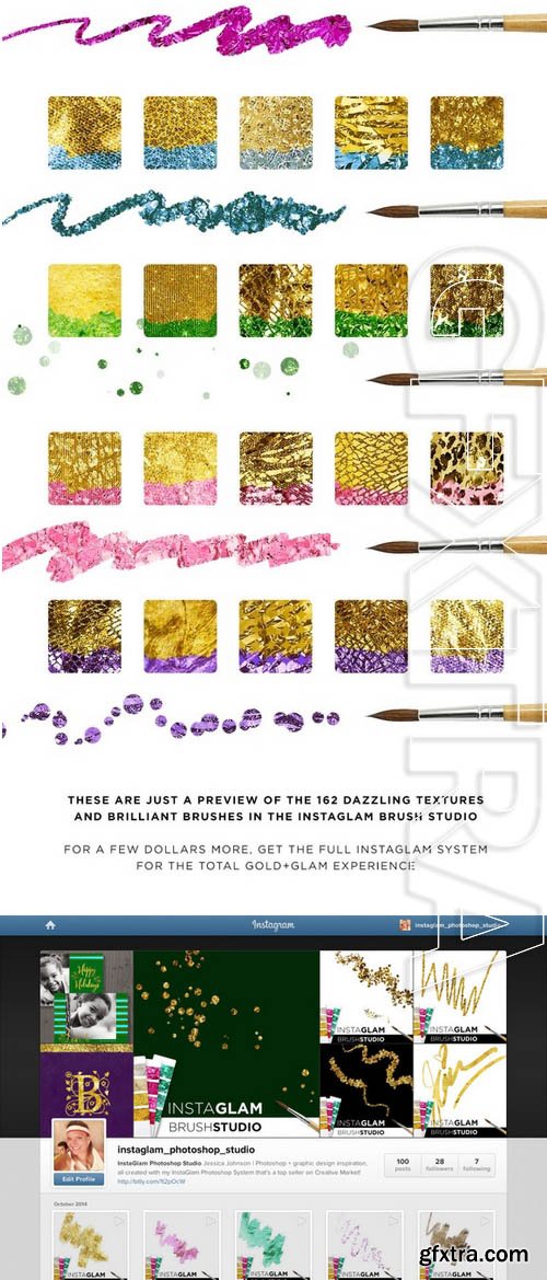 InstaGlam Brush Studio: Gold + Glam - Creativemarket 97212