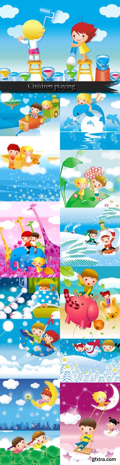 Children playing vector Children playing vector