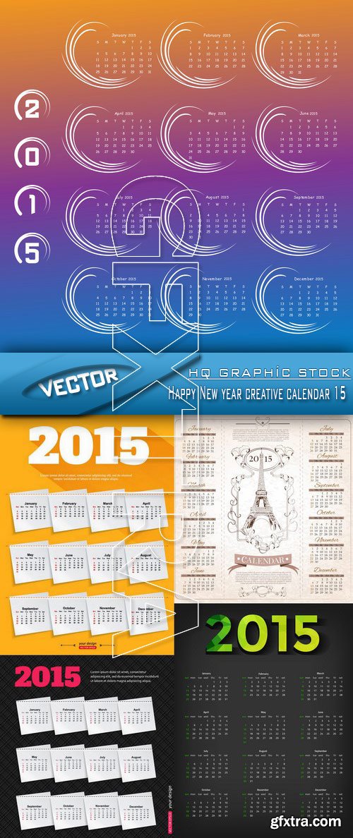 Stock Vector - Happy New year creative calendar 15