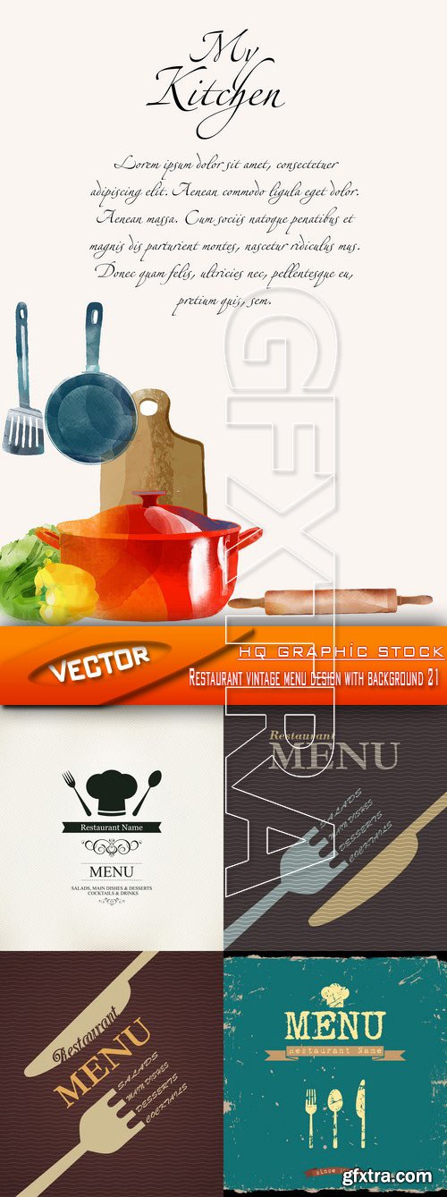 Stock Vector - Restaurant vintage menu design with background 21