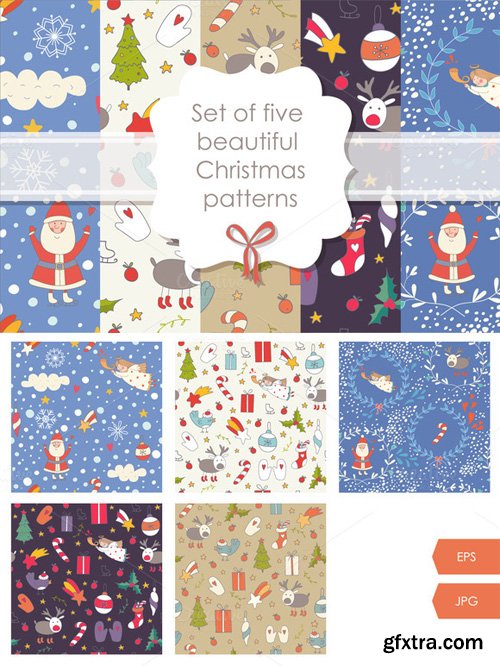 CreativeMarket - Set of Christmas seamless patterns 129091 CreativeMarket - Set of Christmas seamless patterns 129091