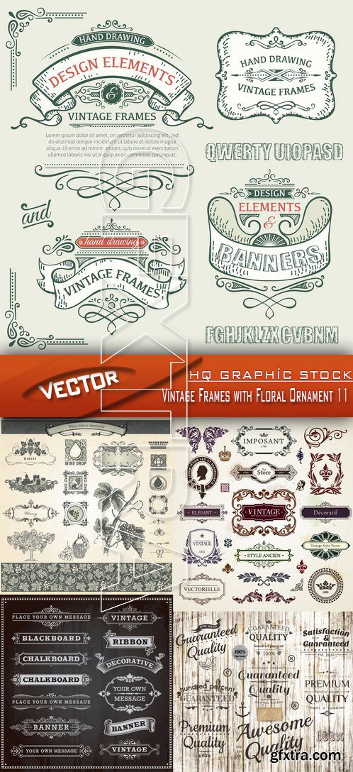 Stock Vector - Vintage Frames with Floral Ornament 11