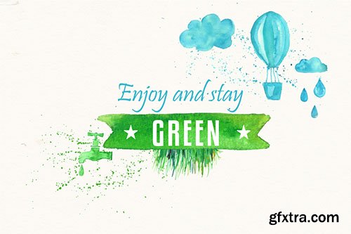 Green Design Brushes Set