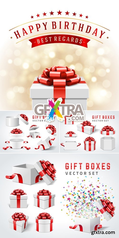Gift Boxes with Ribbons Vector
