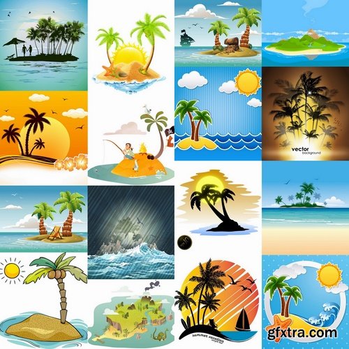 Collection of images of the islands vector image 25 Eps