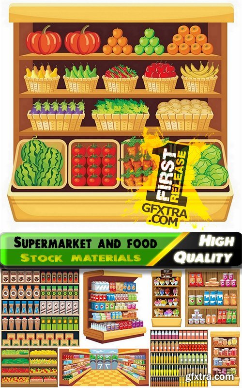 Interior supermarket and various food - 25 Eps