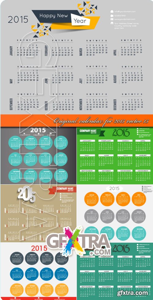 Original calendar for 2015 vector 15
