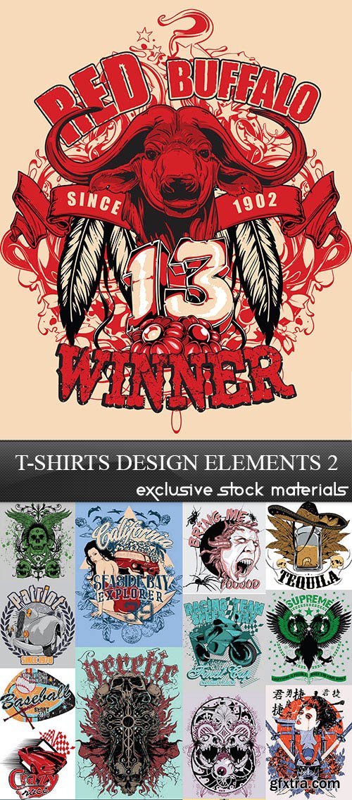 T-Shirts Design Elements 2, 30xEPS
