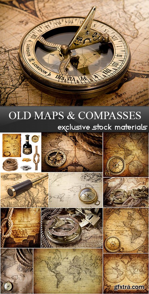 Old Maps & Compasses, 25xUHQ JPEG
