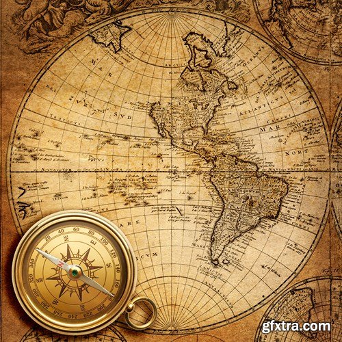 Old Maps & Compasses, 25xUHQ JPEG