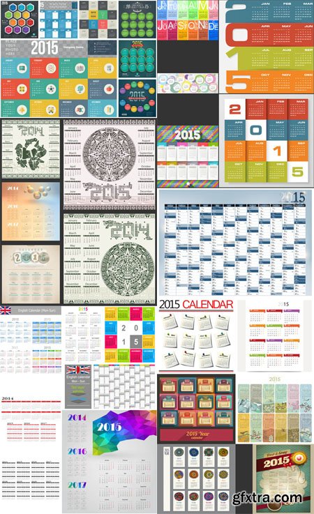 New Year 2015 Calendar Designs - Vector Templates New Year 2015 Calendar Designs - Vector Templates