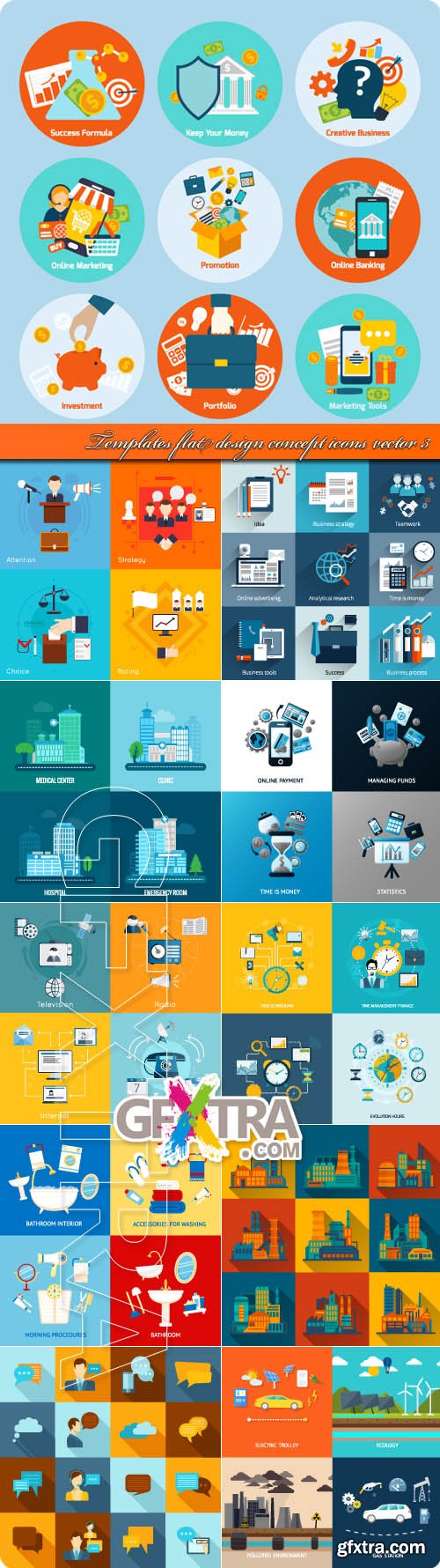 Templates flat design concept icons vector 3