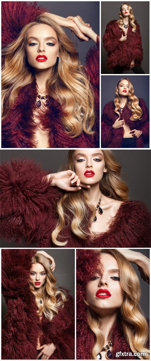 Glamour girl in a fur coat - Stock Photo Glamour girl in a fur coat - Stock Photo