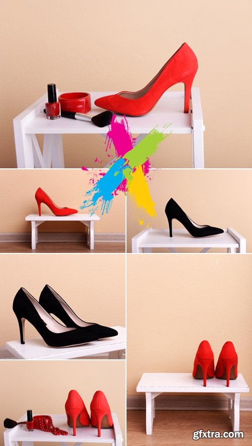 Stock Photo - Red & Black Women\'s Shoes