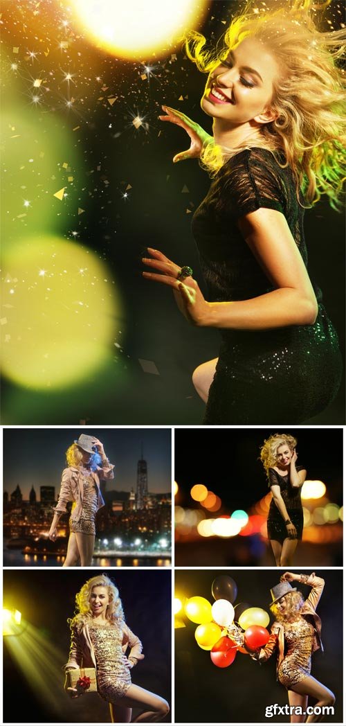 Girl and festive evening - stock photos Girl and festive evening - stock photos