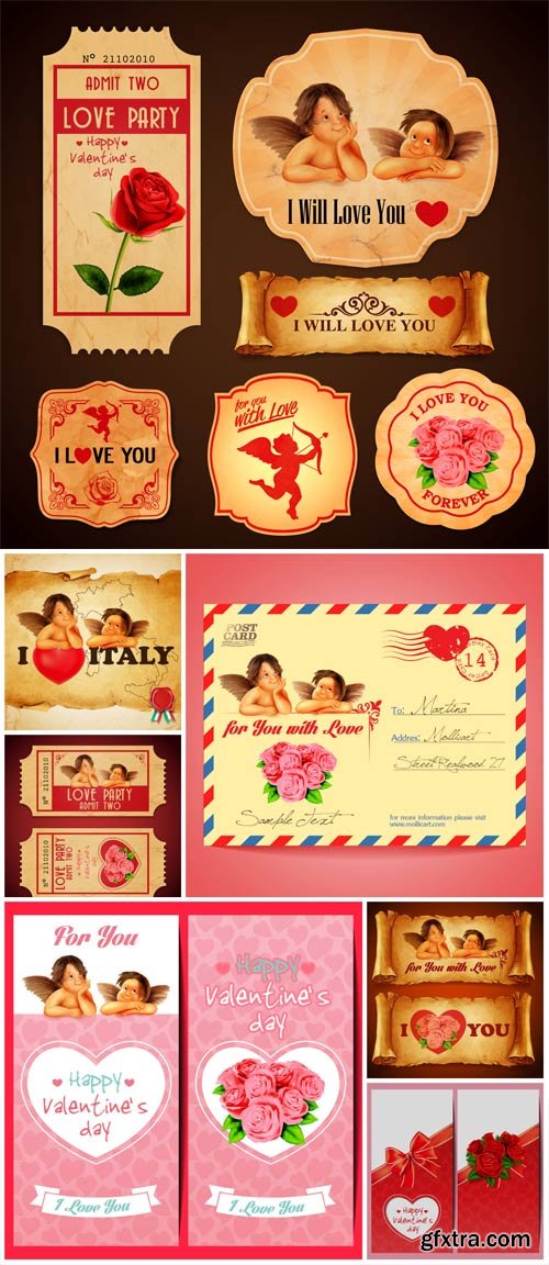 Valentine's Day card with angels hearts Valentine's Day card with angels hearts