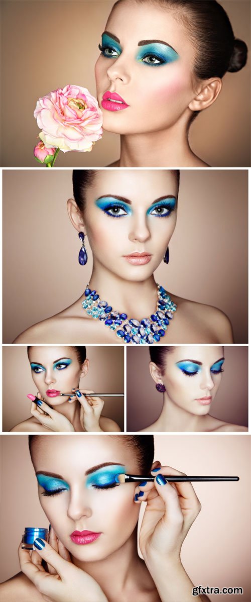 Girl with beautiful make up, style, fashion - stock photos Girl with beautiful make up, style, fashion - stock photos