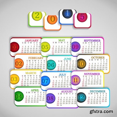 Calendar 2015 #2 - Vector Collection, 25xEPS