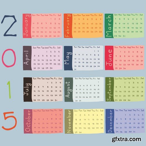 Calendar 2015 #2 - Vector Collection, 25xEPS