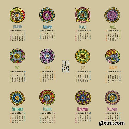 Calendar 2015 #2 - Vector Collection, 25xEPS