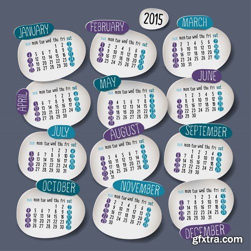 Calendar 2015 #2 - Vector Collection, 25xEPS