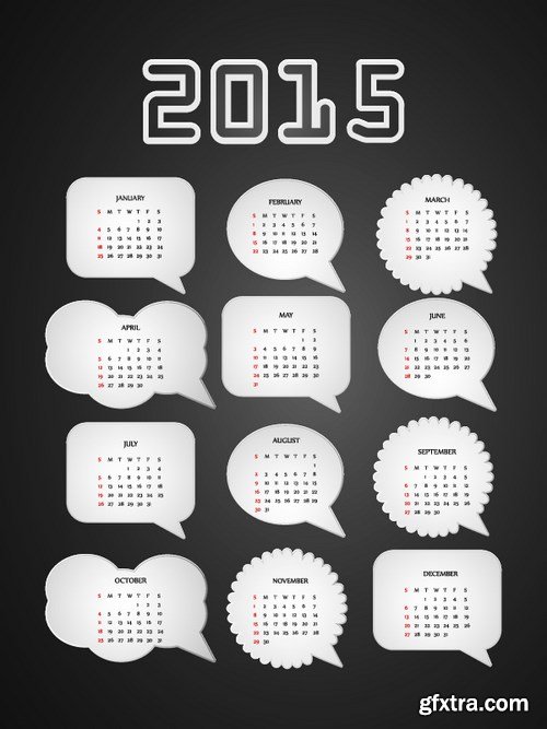 Calendar 2015 #2 - Vector Collection, 25xEPS